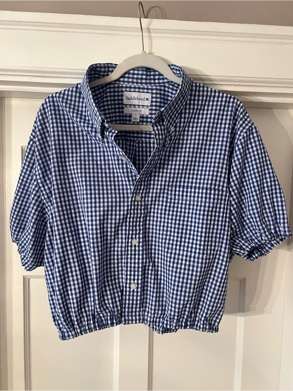 Upcycled Saddlebred Blue Gingham Button-Front Shirt